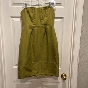 J. Crew Women's‎ Chartreuse Green Strapless Sheath Dress 8 Cotton Spring Formal